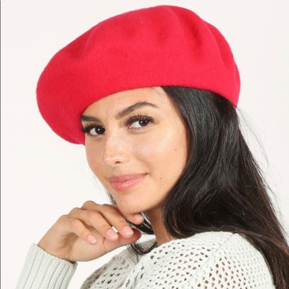 CALL ME LOVELY Gorgeous Red Wool French Beret - Picture 2 of 5